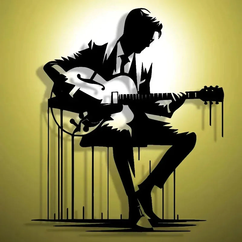 Abstract Metal Guitar Wall Art – Music Lover Home & Café Decor