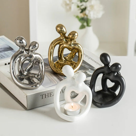 Nordic Ceramic Couple Candle Holder – Vintage Home Decor