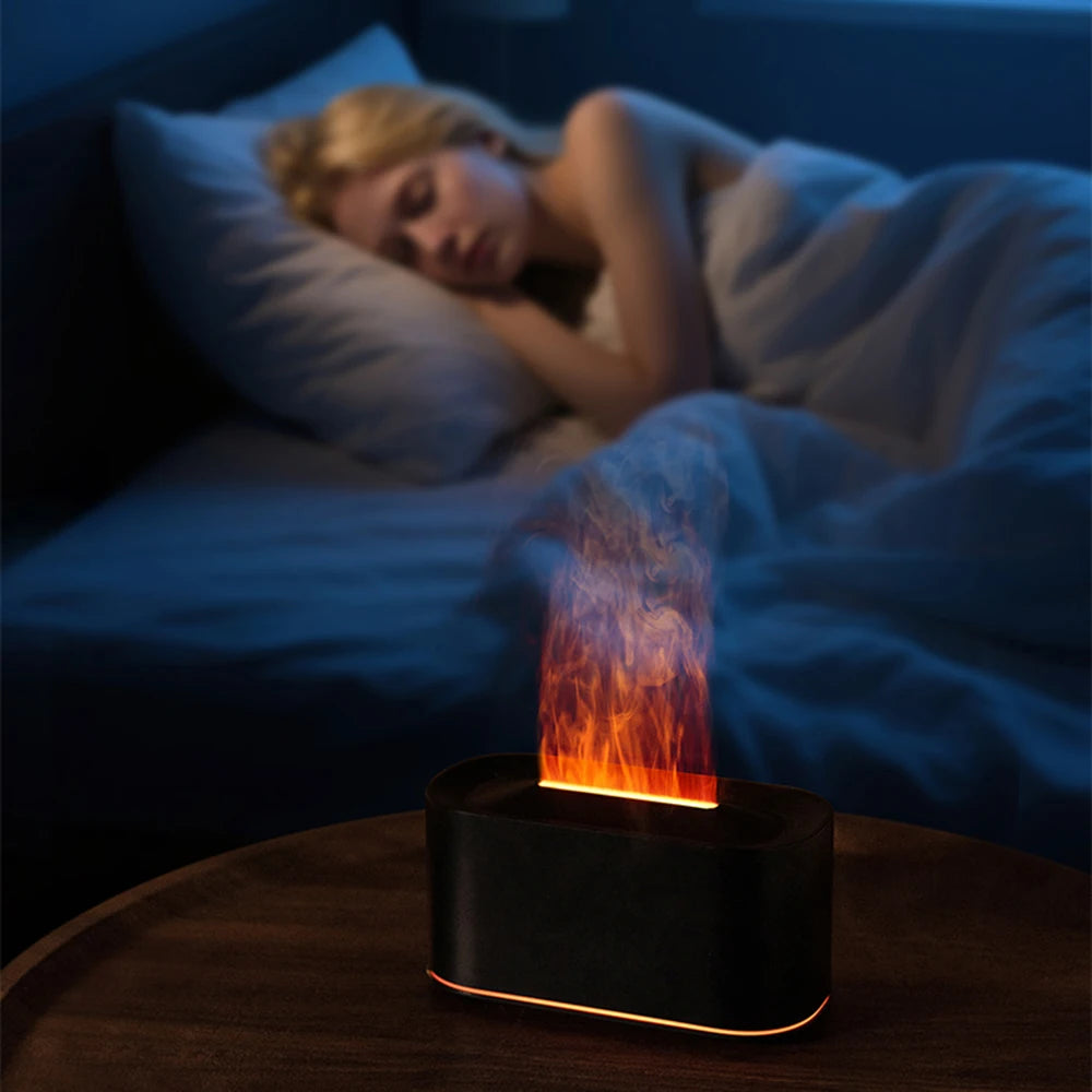 Flame Effect Aromatherapy Diffuser – Cool Mist, Silent, 7 Finishes
