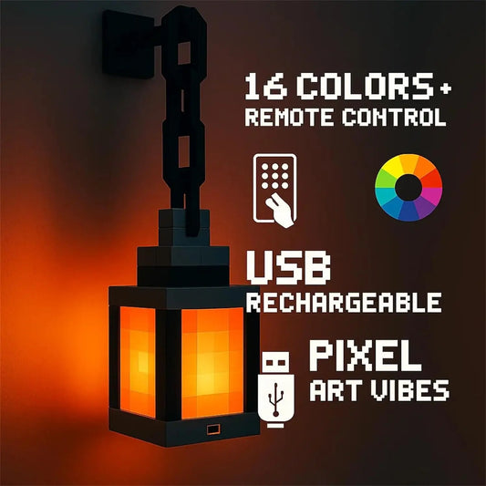 Pixel Style Night Light Lantern | 16 Color LED Atmosphere Lamp