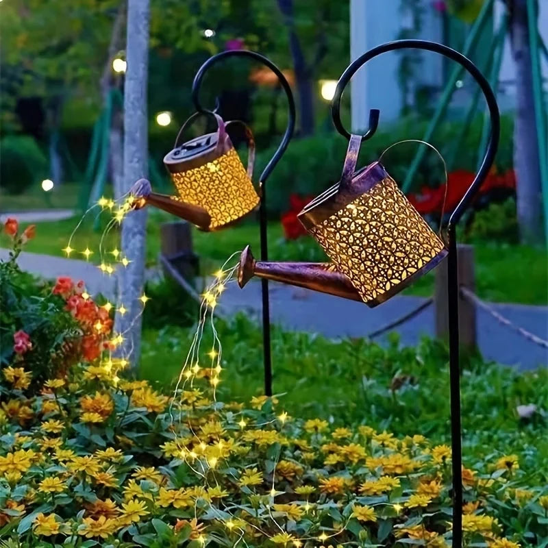 Solar Watering Can Garden Light | Retro Metal Hanging Lantern