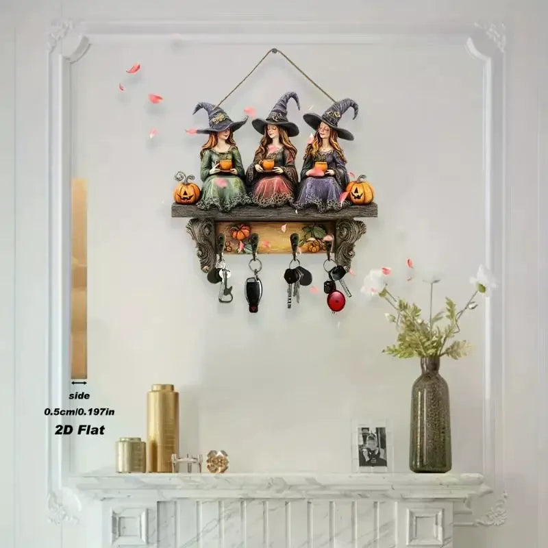 Halloween Wooden Witch Ornament – Festive Home & Party Decor