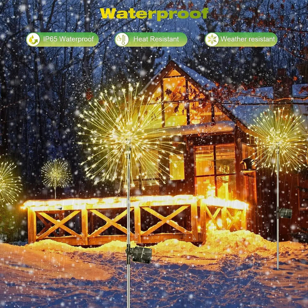Solar Firework Lights | LED Dandelion Garden Stake Lamp | Waterproof Outdoor Decor