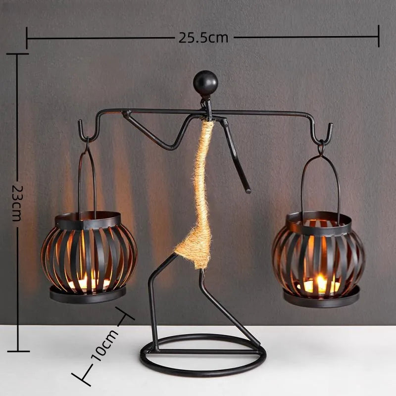Nordic Metal Abstract Figure Candle Holder – Handmade Home Decor