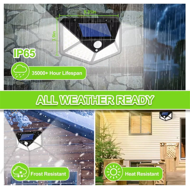 Solar Motion Sensor Light | 100 LED Outdoor Waterproof Spotlight