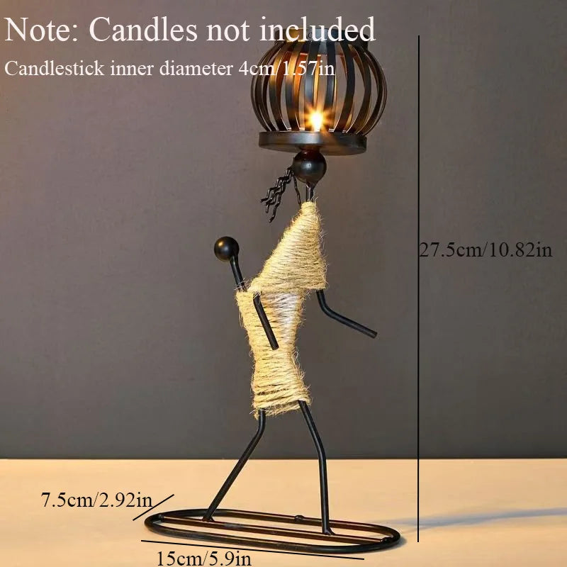 Nordic Metal Abstract Figure Candle Holder – Handmade Home Decor