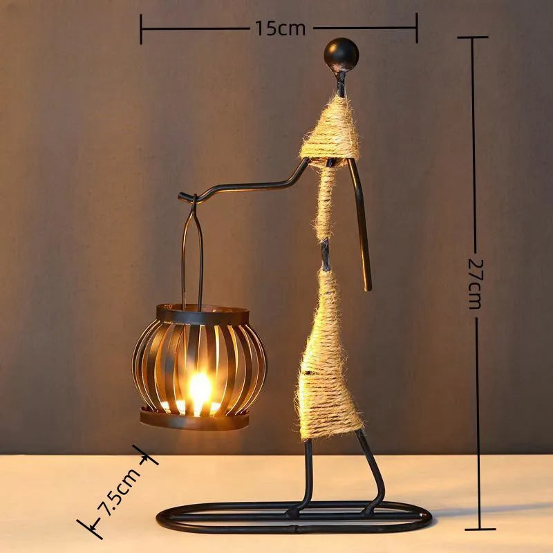 Nordic Metal Abstract Figure Candle Holder – Handmade Home Decor
