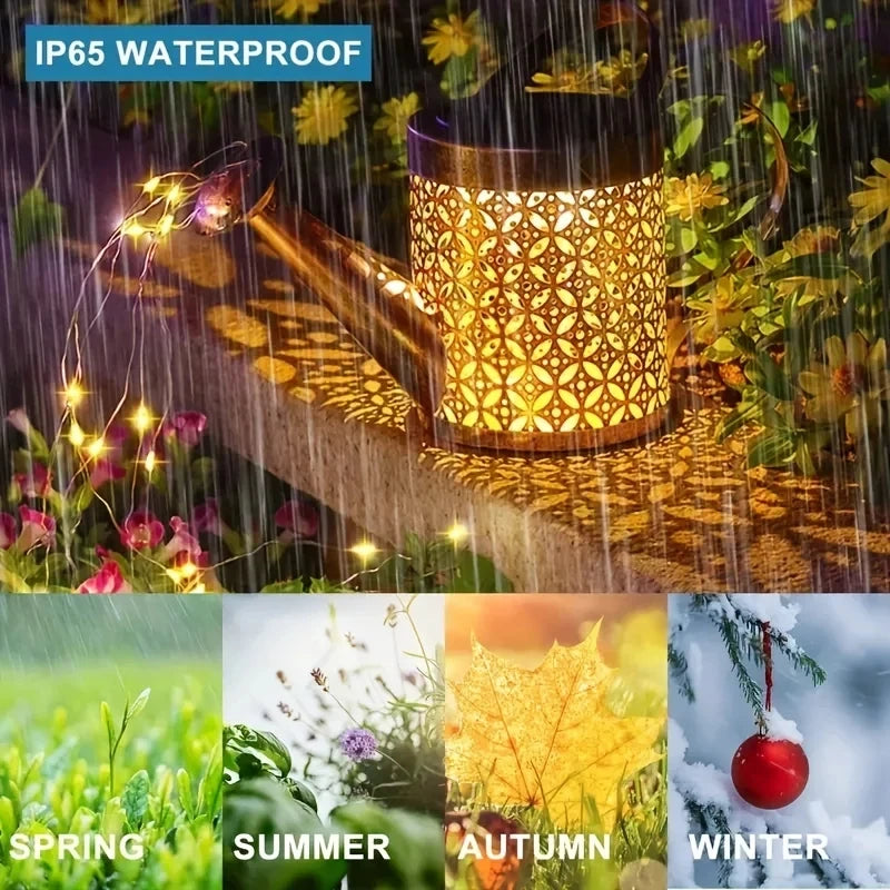 Solar Watering Can Garden Light | Retro Metal Hanging Lantern