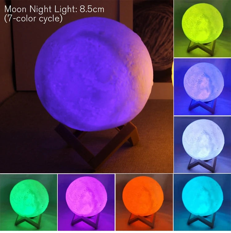 Moon Lamp LED Night Light with Stand – Bedroom Decor & Kids Gift