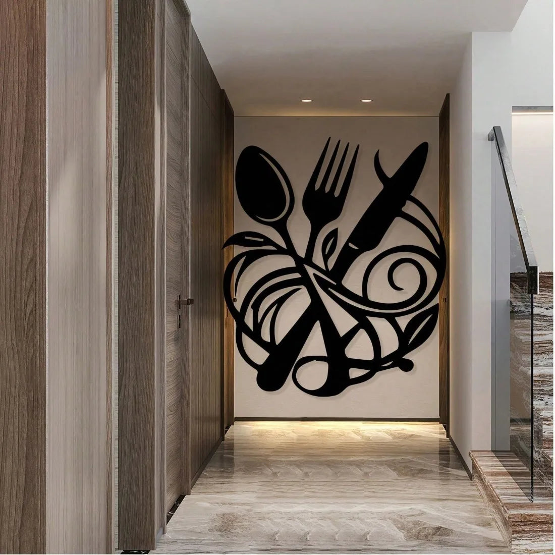 Vintage Metal Wall Art – Knife & Fork Vine Pattern Kitchen & Dining Room Decor