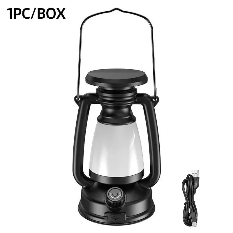 Retro Rechargeable Lantern – LED Portable Camping & Home Decor Light