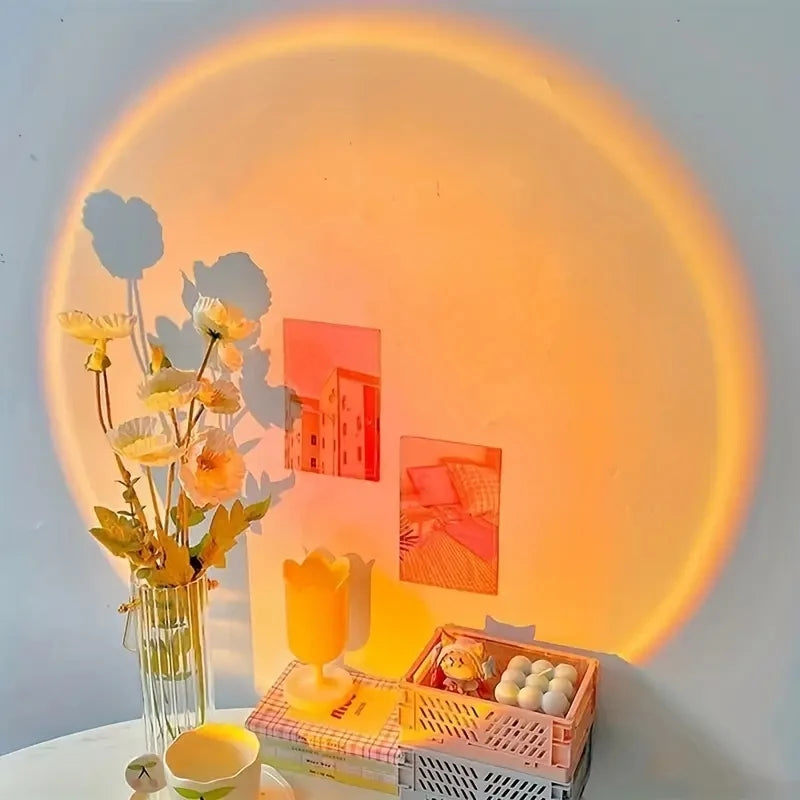 Sunset Projection Lamp – USB Atmosphere Night Light for Home & Bedroom