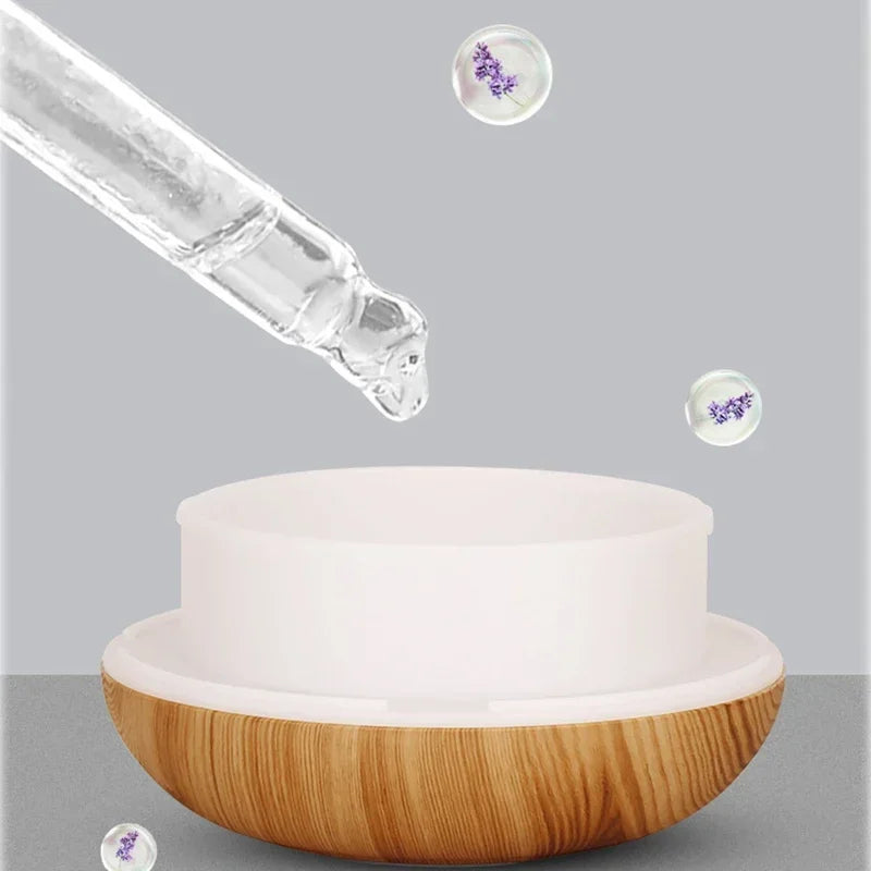 350ml Aromatherapy Diffuser – Wood Grain, Remote Control & 7-Color LED