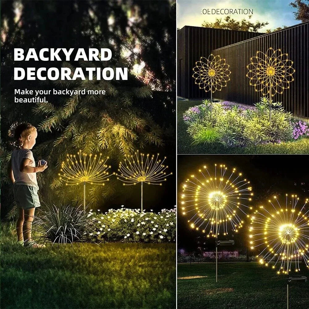 Solar Firework Lights | LED Dandelion Garden Stake Lamp | Waterproof Outdoor Decor