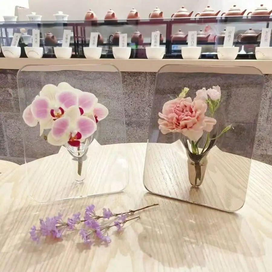 Clear Acrylic Frame Vase – Modern Flower Vase for Home Decor & Bookshelf
