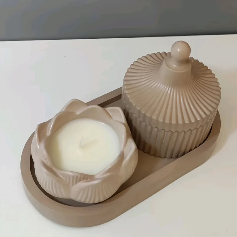 DIY Lotus Candle Holder Mold – 3-Piece Silicone Set for Resin & Plaster