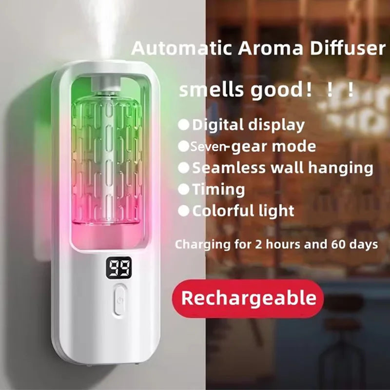 50ml Wall-Mounted Aroma Diffuser – USB Rechargeable, Timer & 5 Luxury Scents