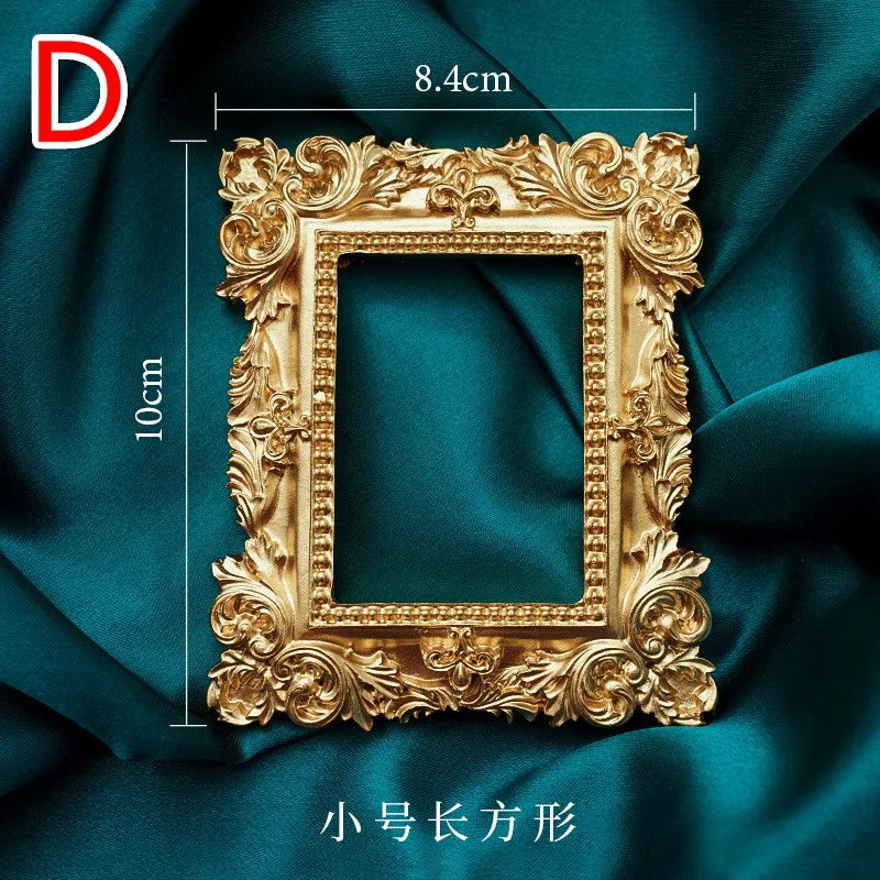 Golden Retro Resin Photo Frame – Decorative Home Accent & Photo Prop