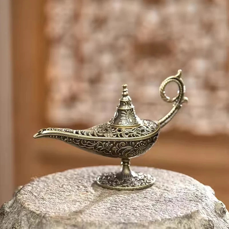Antique Aladdin Oil Lamp – Decorative Incense Burner for Home & Meditation