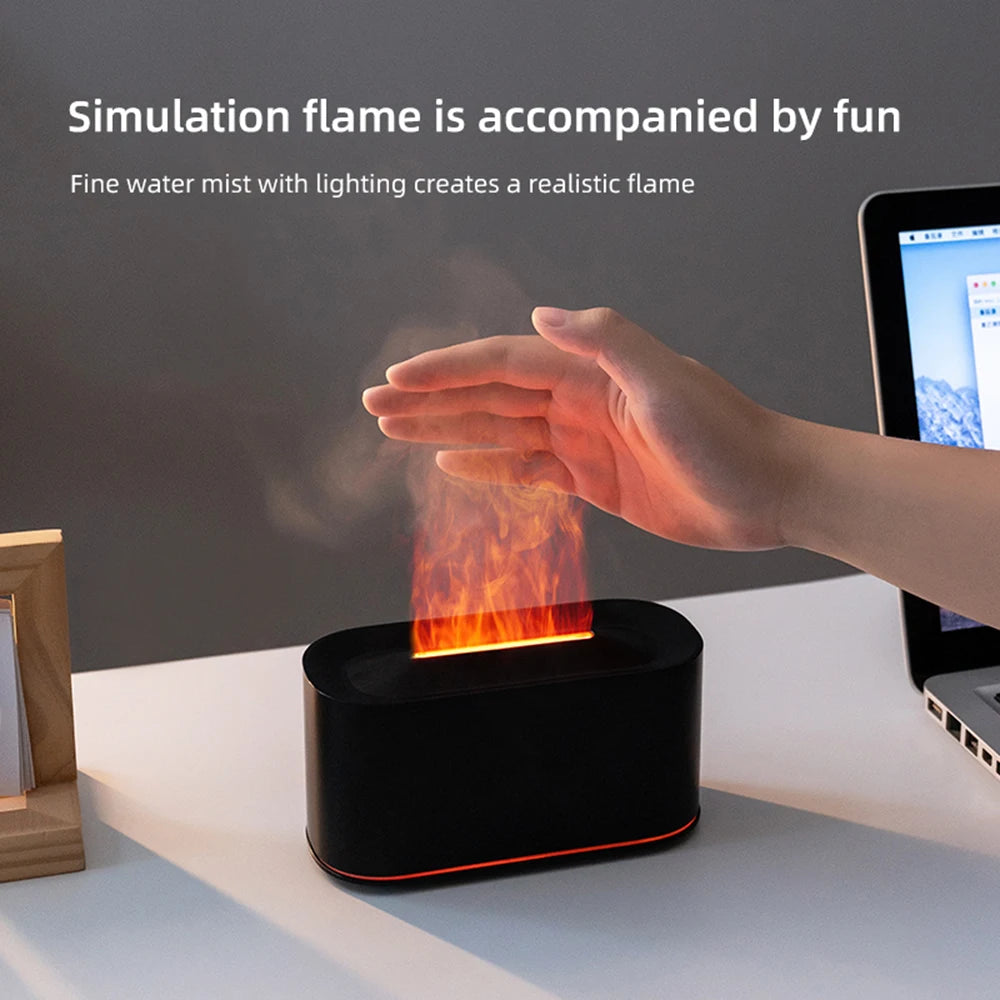 Flame Effect Aromatherapy Diffuser – Cool Mist, Silent, 7 Finishes
