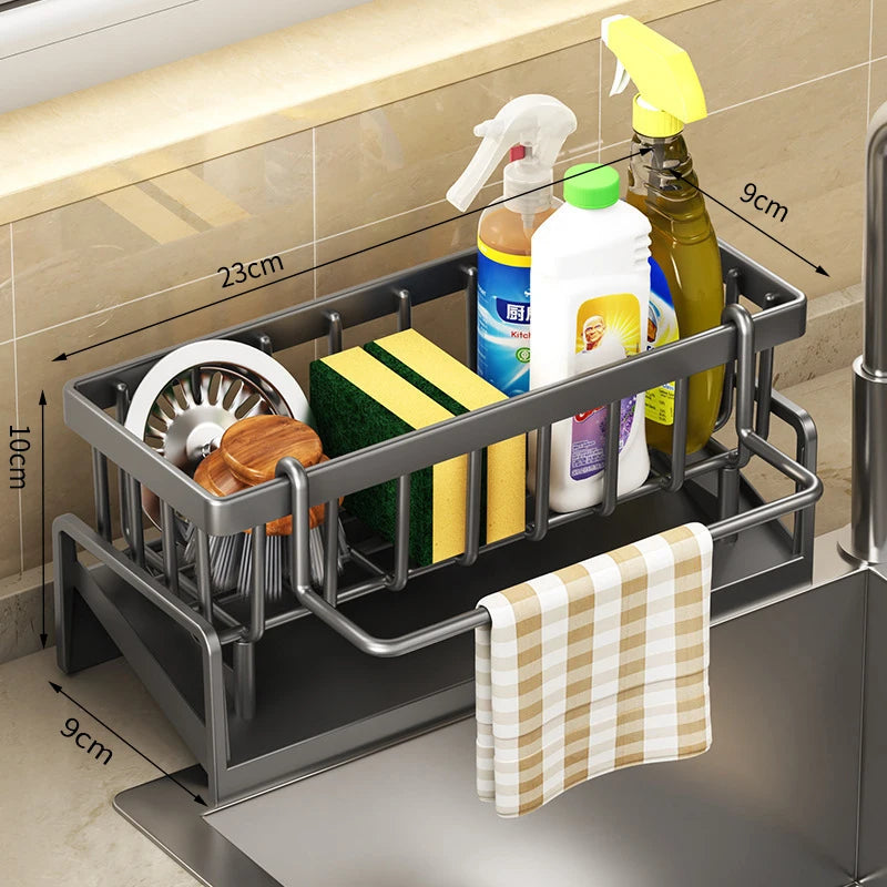 Kitchen Spice Storage Shelf – Tap-Mounted Sink Organizer with Drainage Rack