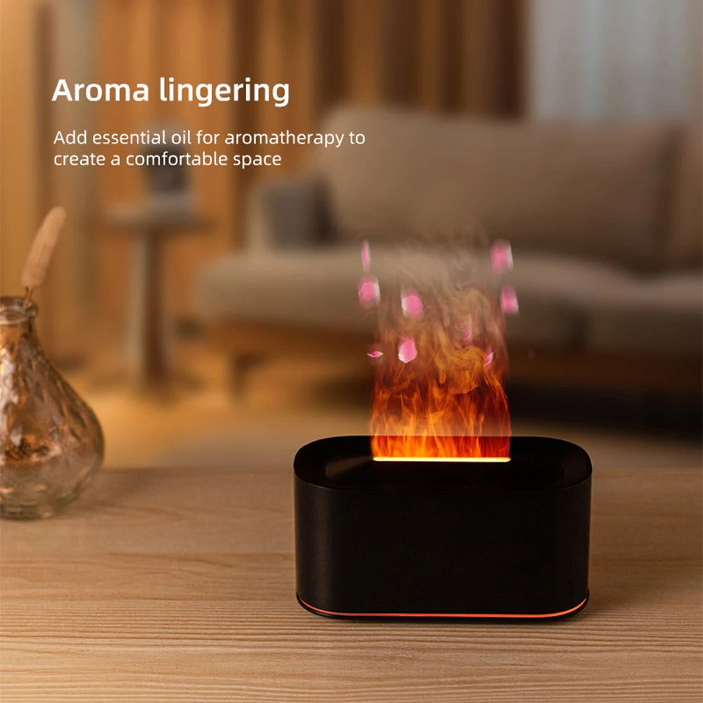 Flame Effect Aromatherapy Diffuser – Cool Mist, Silent, 7 Finishes