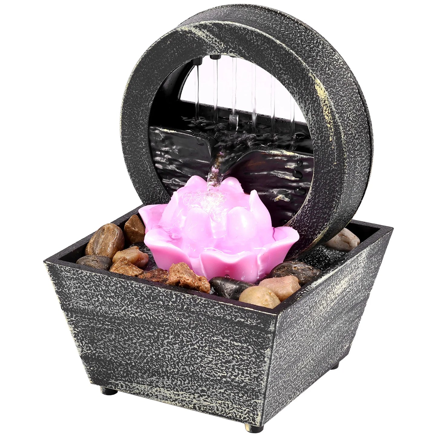 Tabletop Waterfall Fountain – Relaxing Desktop Decor with Soft Lights