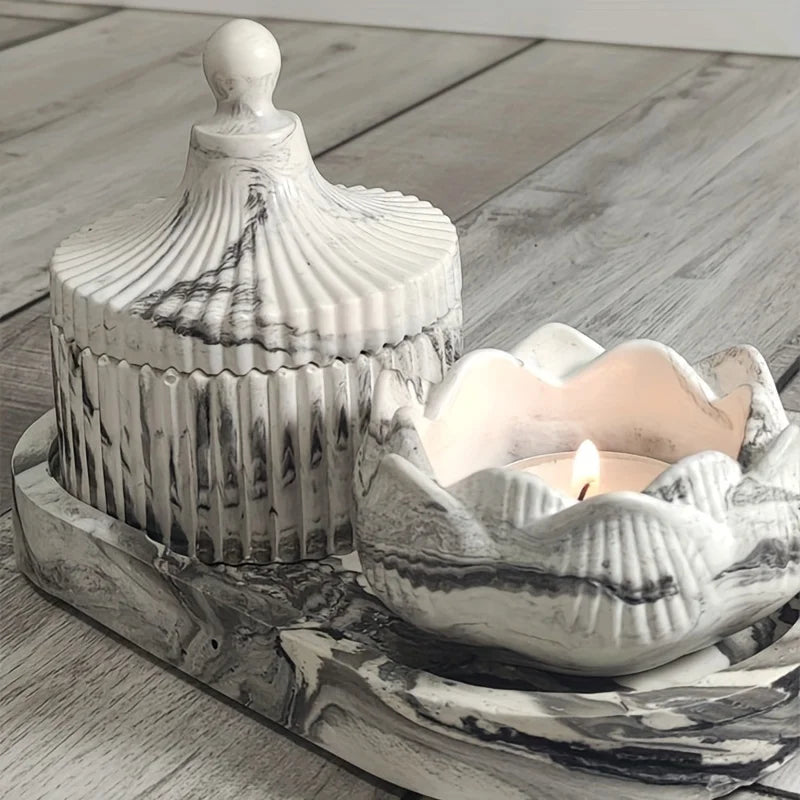 DIY Lotus Candle Holder Mold – 3-Piece Silicone Set for Resin & Plaster
