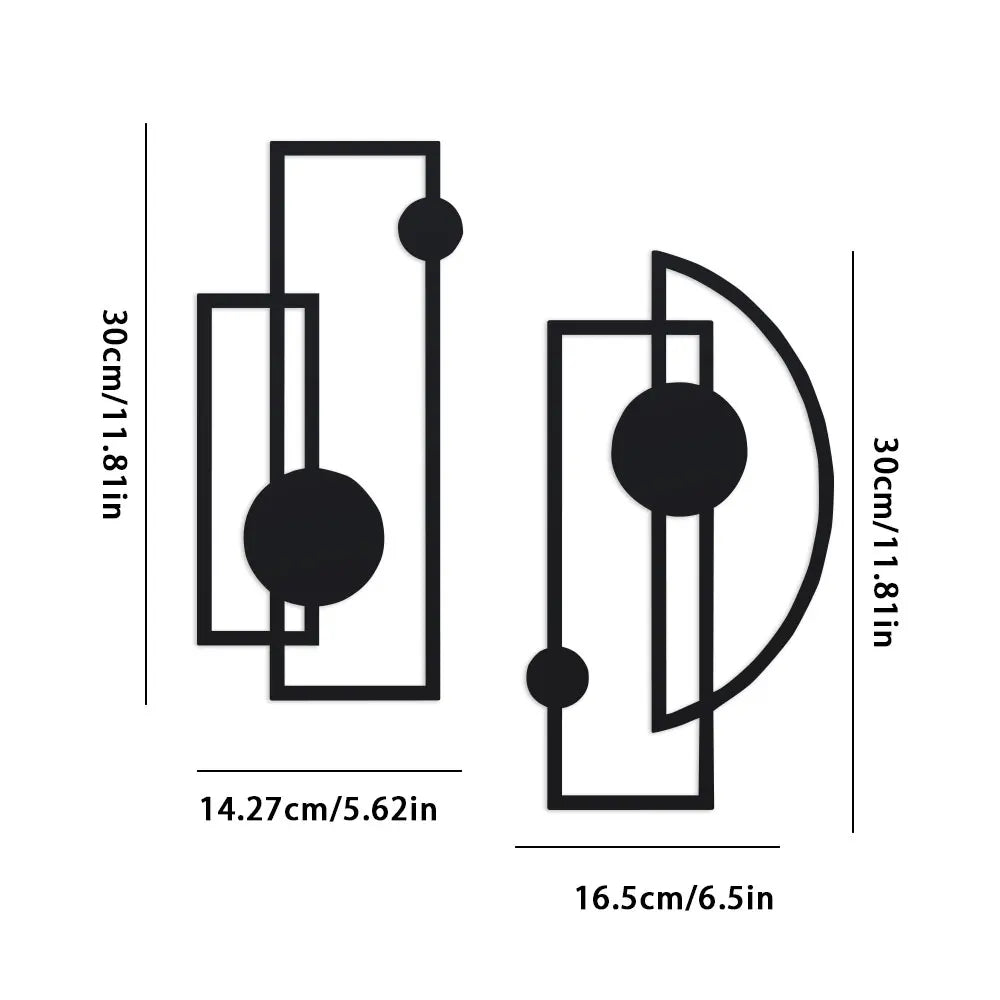 Metal Wall Sculptures Set of 2 – Abstract Hollow Vertical Wall Art