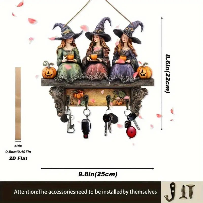 Halloween Wooden Witch Ornament – Festive Home & Party Decor