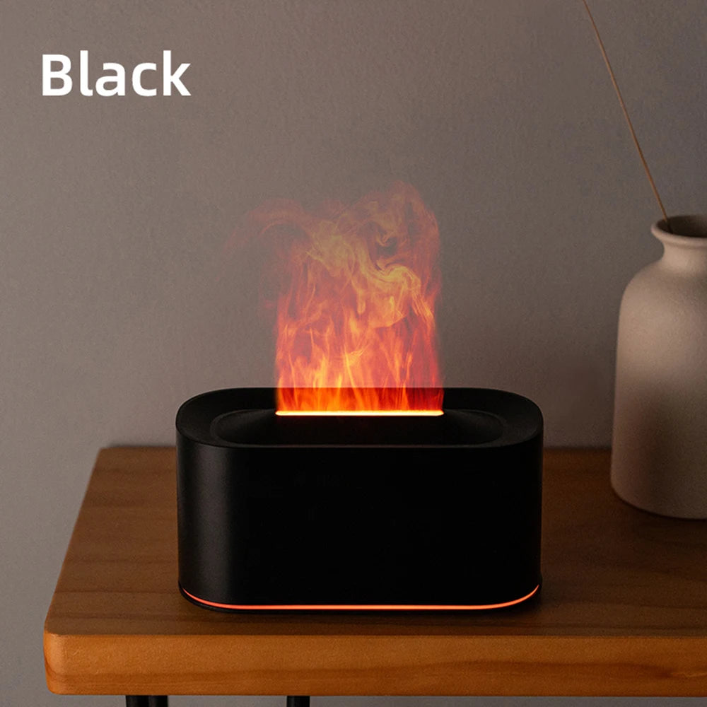 Flame Effect Aromatherapy Diffuser – Cool Mist, Silent, 7 Finishes