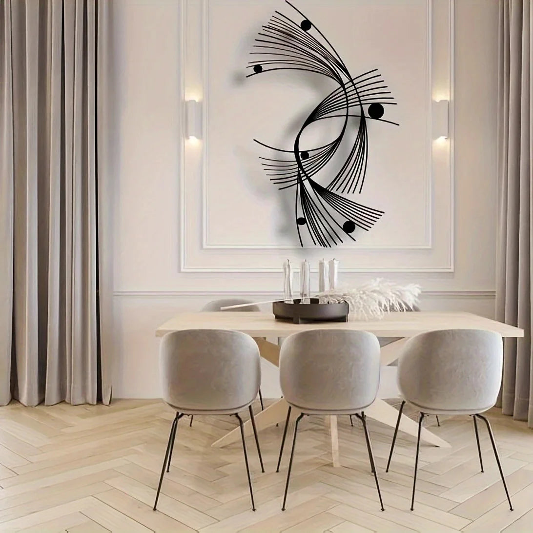 Modern Abstract Geometric Metal Wall Art – Minimalist Linear Design