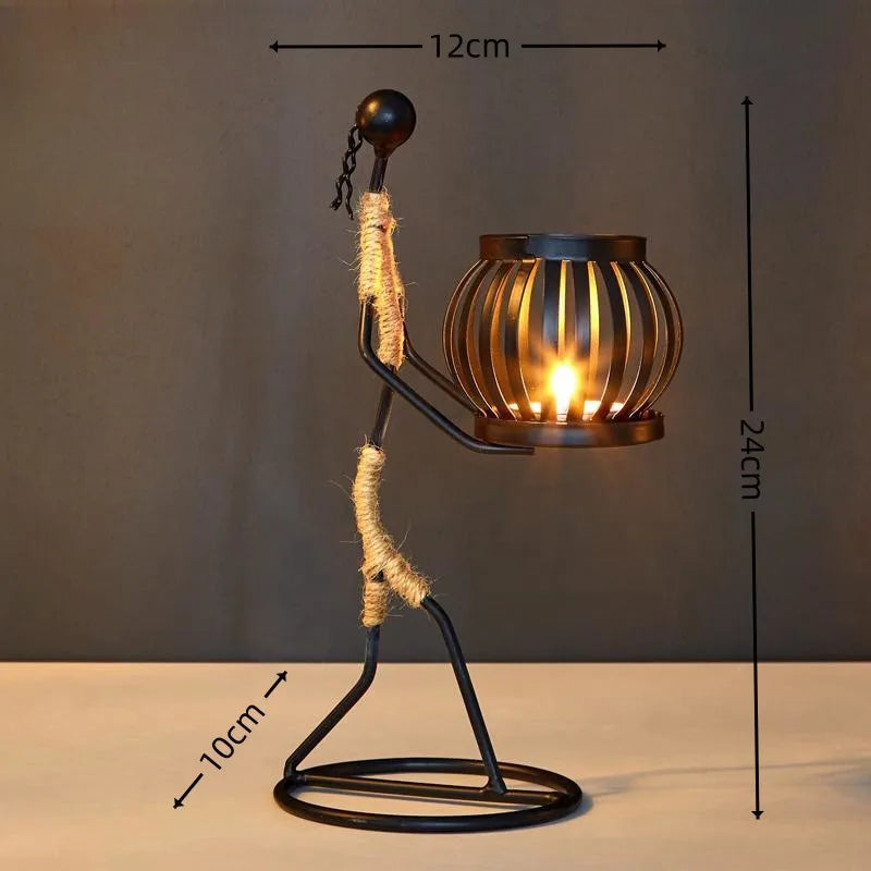 Nordic Metal Abstract Figure Candle Holder – Handmade Home Decor