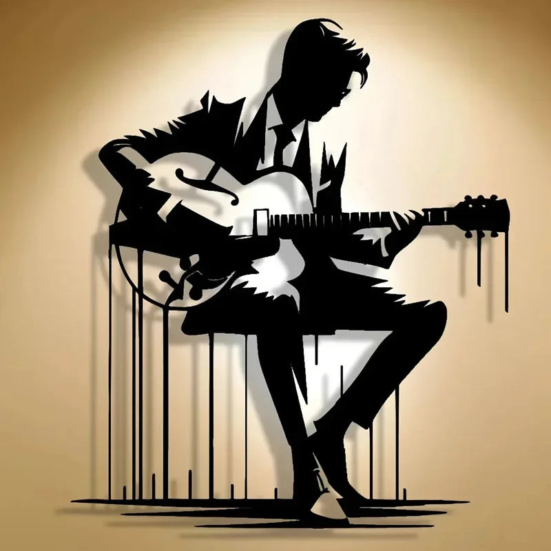 Abstract Metal Guitar Wall Art – Music Lover Home & Café Decor