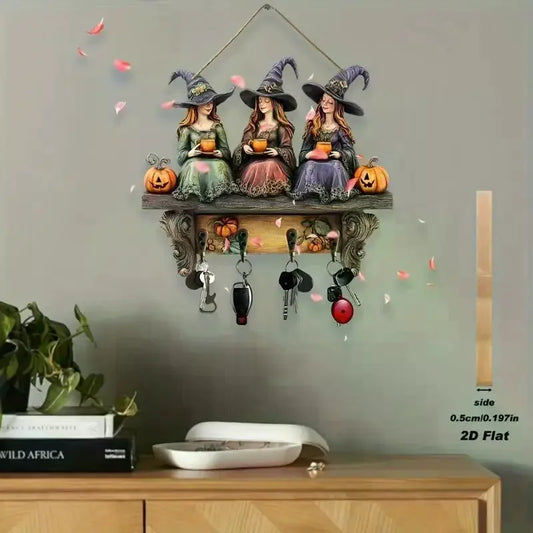 Halloween Wooden Witch Ornament – Festive Home & Party Decor
