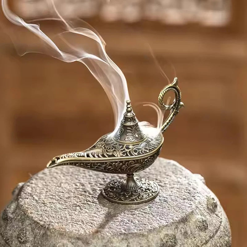 Antique Aladdin Oil Lamp – Decorative Incense Burner for Home & Meditation