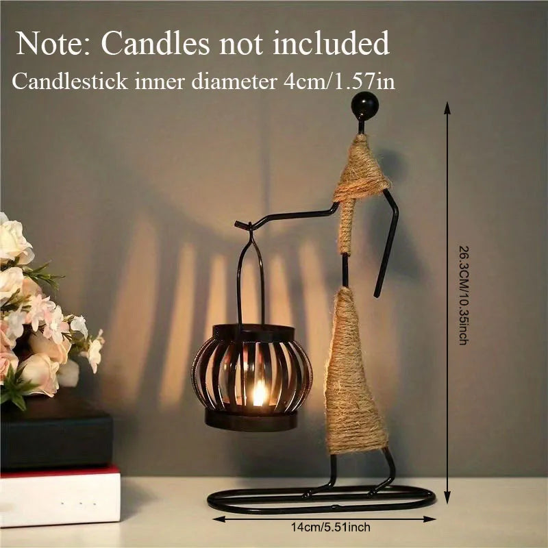 Nordic Metal Abstract Figure Candle Holder – Handmade Home Decor
