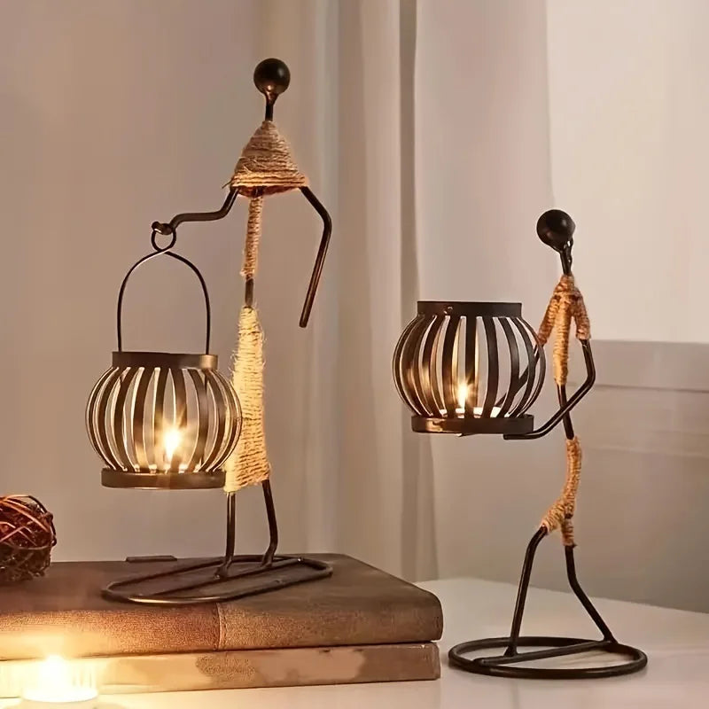 Nordic Metal Abstract Figure Candle Holder – Handmade Home Decor