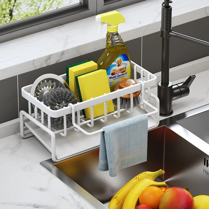 Kitchen Spice Storage Shelf – Tap-Mounted Sink Organizer with Drainage Rack