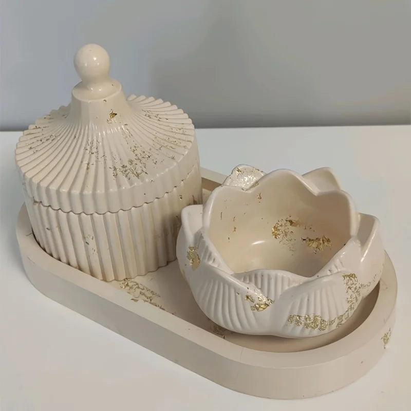 DIY Lotus Candle Holder Mold – 3-Piece Silicone Set for Resin & Plaster
