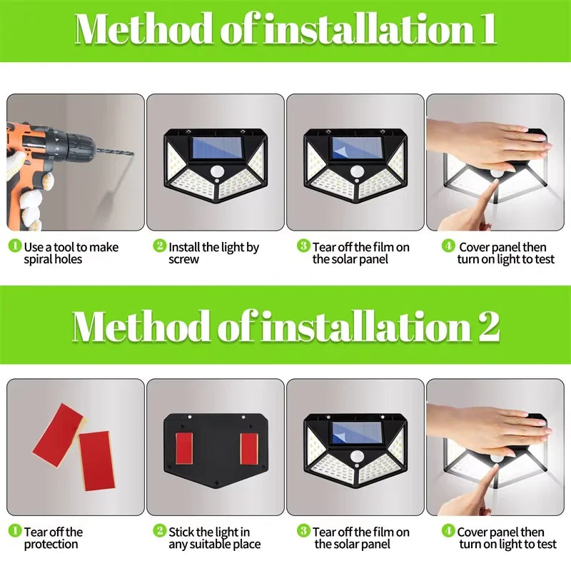 Solar Motion Sensor Light | 100 LED Outdoor Waterproof Spotlight