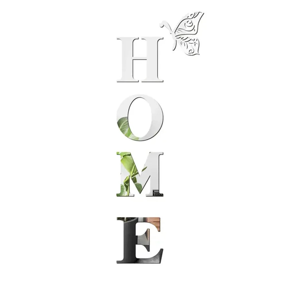 HOME Yazılı 3D Ayna Duvar Sticker – Giriş ve Ev Dekorasyonu
