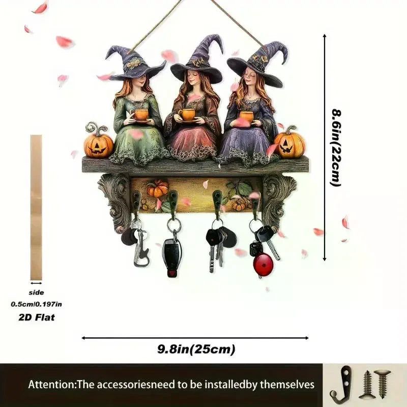Halloween Wooden Witch Ornament – Festive Home & Party Decor