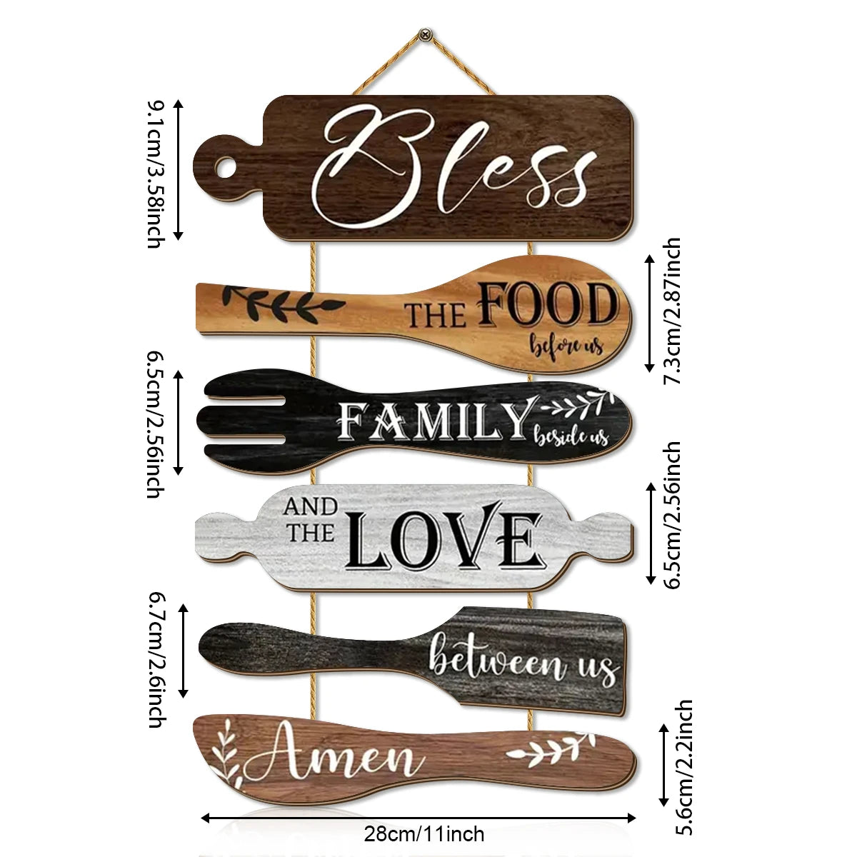 Family Blessings Wooden Wall Sign – Rustic Kitchen & Dining Room Decor
