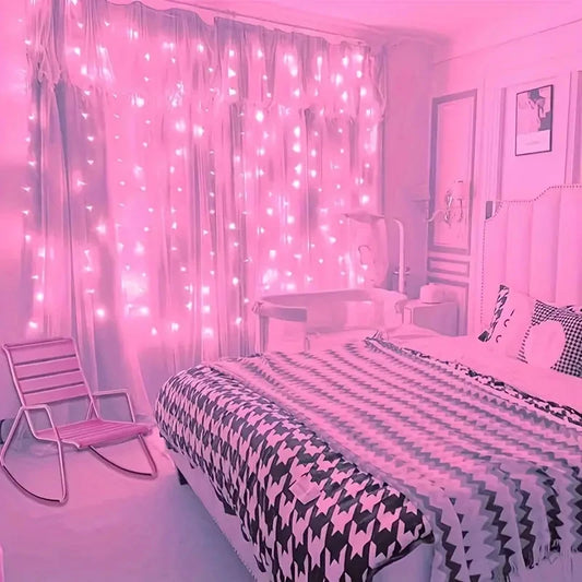 LED Curtain String Lights – 8 Modes Fairy Lights with Remote Control