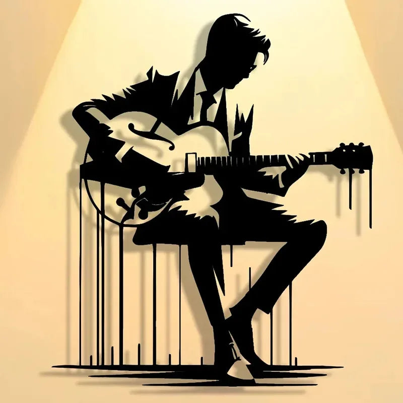 Abstract Metal Guitar Wall Art – Music Lover Home & Café Decor