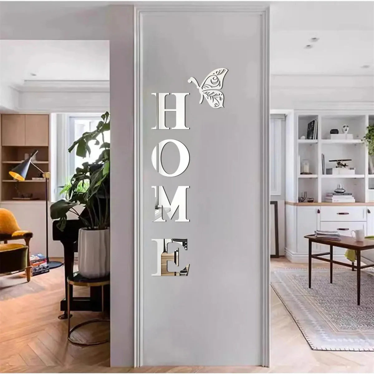 HOME Yazılı 3D Ayna Duvar Sticker – Giriş ve Ev Dekorasyonu