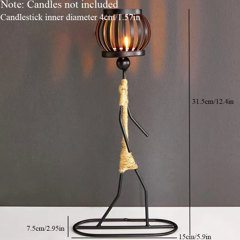 Nordic Metal Abstract Figure Candle Holder – Handmade Home Decor