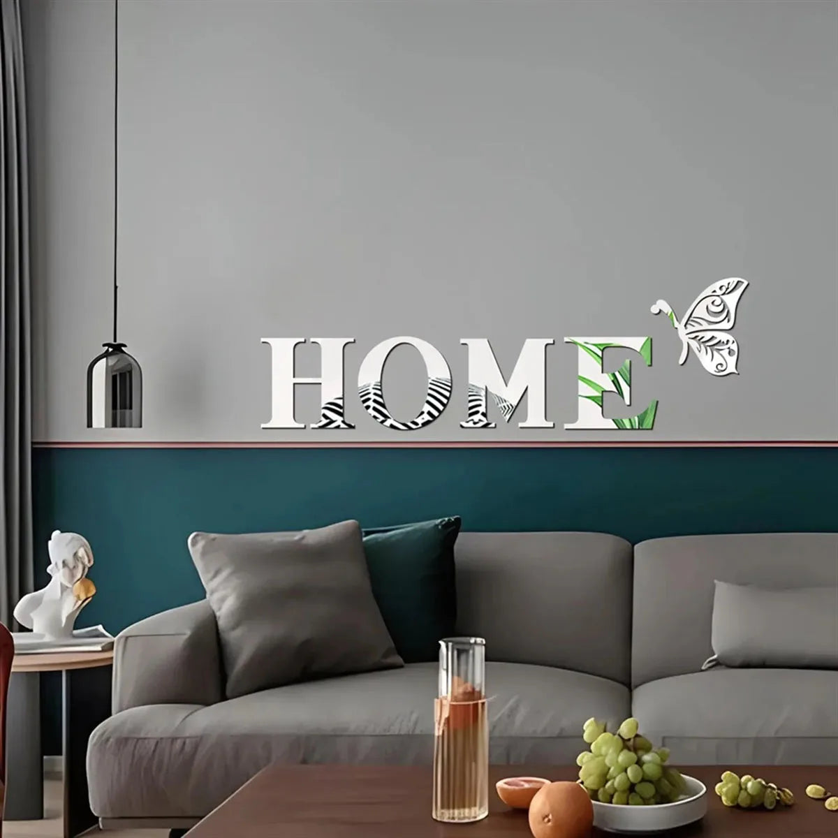 HOME Yazılı 3D Ayna Duvar Sticker – Giriş ve Ev Dekorasyonu