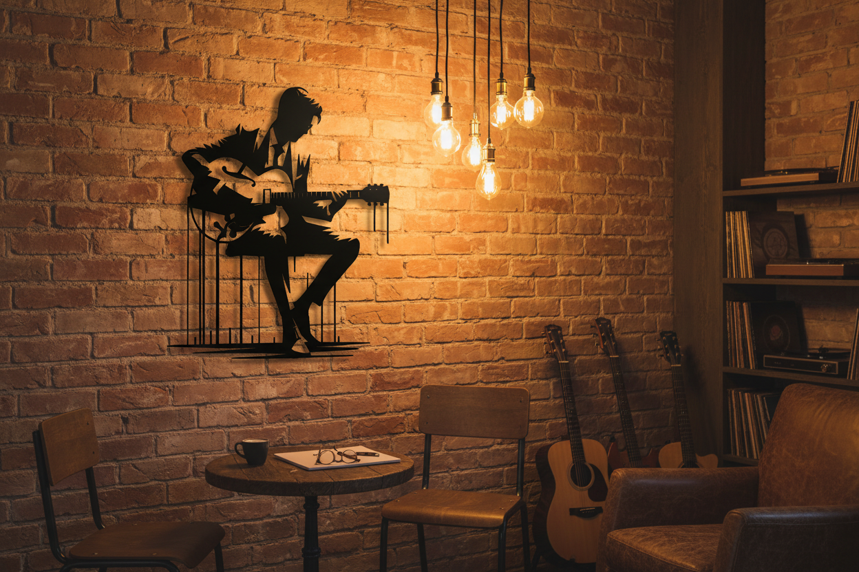 Abstract Metal Guitar Wall Art - Music Studio Café